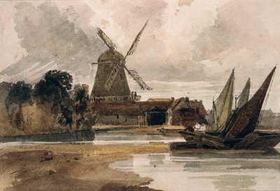 A Smock Mill on the Thames by Peter de Wint